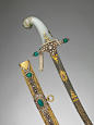 Saber with Scabbard | grip, Indian; guard, scabbard, and decoration on blade, Turkish; blade, Iranian | The Met