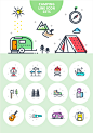 露营帐篷元素图标集Camping line icon sets#ti013a22208 :  