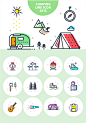 露营帐篷元素图标集Camping line icon sets#ti013a22208 :