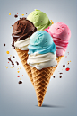 草莓巧克力雪糕彩色冰淇淋摄影图片