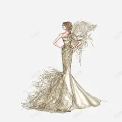 手绘鱼尾礼服婚纱 设计图片 免费下载 页面网页 平面电商 创意素材