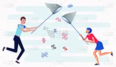 绘画插图,女孩,公亩,扁平化设计,男人,网,经理,背景分离,平坦的,乌克兰