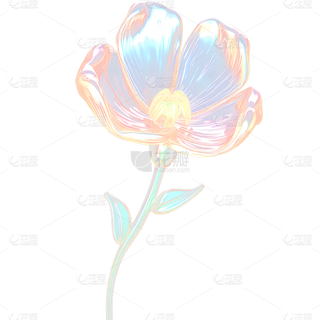 通用玻璃质感立体3D花朵花卉免抠元素