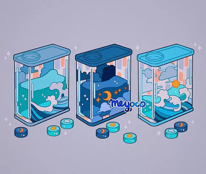 少女心满满的插画。ins：meyoco ...