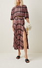 Constance Plaid Plisse Midi Dress