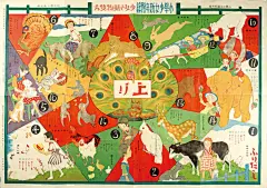 绘双六 |  双六是日本棋盘游戏中的一种。江户时代绘双六流行（与浮世绘版画的发展相一致），由著名的画师亲自参与绘画棋面或者片尾。绘画作品也在当时被广泛传播和运用。

（ 大家如对此有更多了解的，可以补充和分享） ​​​​