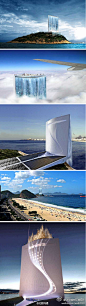 [] 红鹤沟通这座名为Solar City Tower的惊人建筑是为2016年巴西里约热内卢奥运会建造，由瑞士建筑设计公司RAFAA设计，建成后将在海面上出现一个高达105米的悬空瀑布，SolarCityTower太阳能所发的电除了可以用在抽取海水制造瀑布，力求让巴西奥运成为史上的“低碳”奥运会。via：UED城市环境设计来自:新浪微博2 摘录0 喜欢0 评论