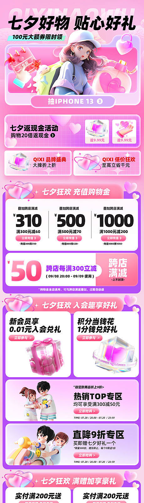 七夕狂欢促销大促详情页-源文件