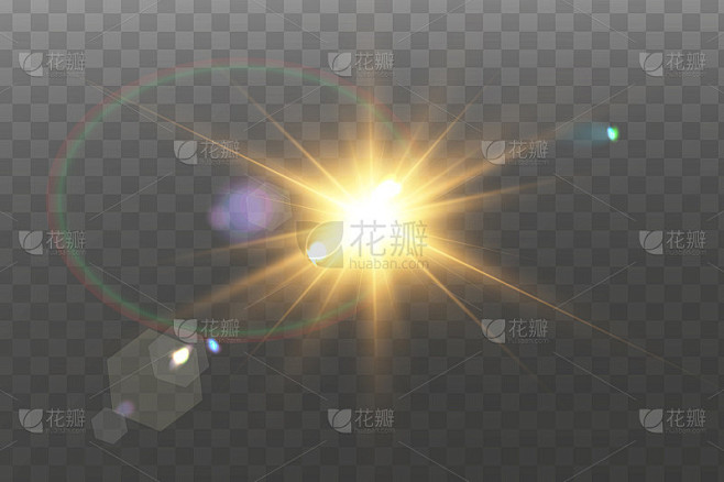 矢量透明阳光特殊镜头眩光效果。