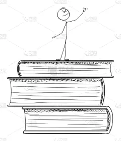 绘画插图,卡通,书,智慧,男人,矢量,教育,尊崇,站,叠