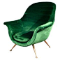 Elegant Armchair In Emerald Green Velvet 1950s | From a unique collection of antique and modern armchairs at <a href="http://www.1stdibs.com/furniture/seating/armchairs/" rel="nofollow" target="_blank">www.1stdibs.com/.