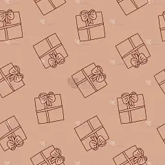 礼品丝带，描在米色背景，手绘无缝模式向量