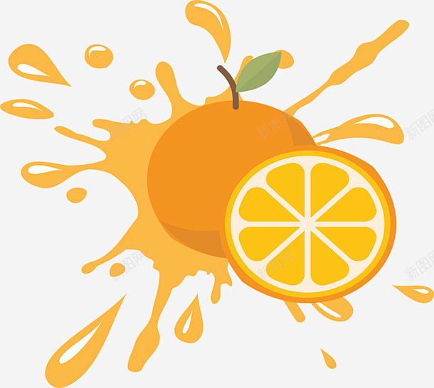 喷洒的夏日鲜榨橙汁矢量图高清素材 页面 ...