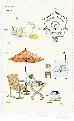 彩色铅笔画，韩国。