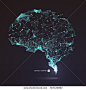 Wires from the point of brain graphics, vector illustration.