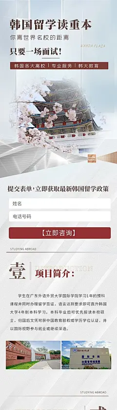 韩国留学教育长图海报-源文件