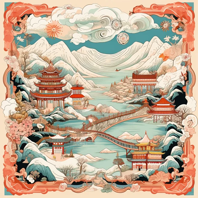 AI设计作品分享-丝巾图案设计-花瓣网