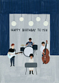 Kate Pugsley Illustrations | Happy BIrthday card with band:
