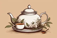 清新手绘谷雨时节芝兰之气茶叶插画