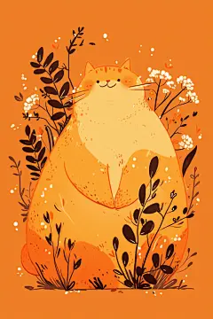 猫咪卡通设计动植物插画素材