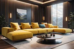 枕头皮质沙发摄影图图片