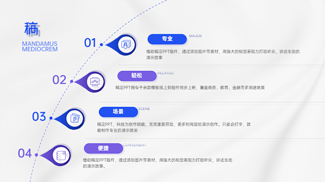 并列递进关系4项PPT图文页