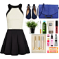 A fashion look from October 2015 featuring white tank top, black skirt and suede shoes. Browse and shop related looks.