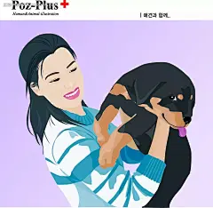 抱着狗狗的红唇女韩国矢量人物插画AI|绘画设计|角色|卡通人物|卡通人物图片|漫画人物|人物插画|人物素材|人物图片|矢量人物|矢量图|手绘人物|水彩