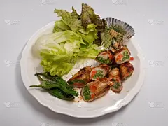 蔬菜,猪肉,小圆面包,餐具,胡萝卜,水平画幅,无人,膳食,健康,夏天