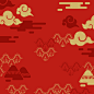 中国风抽象山和祥云花纹背景