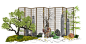 新中式景观小品SU模型，适用于景观设计 园林设计 植物设计 庭院造景 中式庭院 中式园林设计。