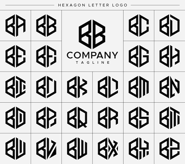 现代六边形字母bb b标志logo矢量图...