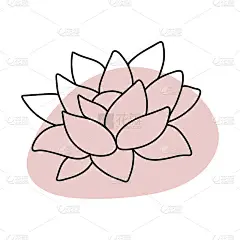 莲花,丽丽。最小的热带花卉线条艺术风格。波西米亚丛林花轮廓。