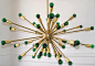 ♠ brass sputnik chandelier WITH GREEN BULBS