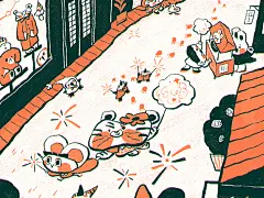 2022萌虎迎春_插画_商业插画_彩虹白 - 原创作品 -  ()