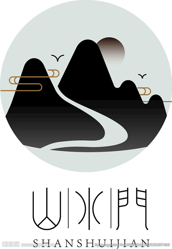 风景logo古风中国风山水水墨