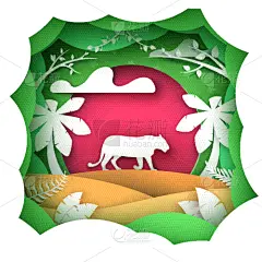 纸,地形,卡通,虎,华丽的,环境,野生动物,模板,动物