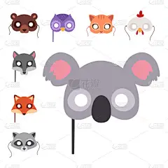 动物嘉年华面具矢量节日装饰化装舞会和派对服装可爱卡通头像装饰庆祝插画.