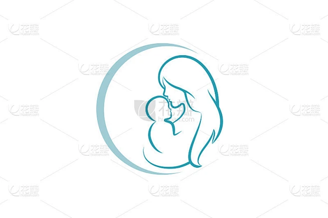 母亲和婴儿图标矢量符号。妈妈抱着孩子的设计模板素材-花瓣网