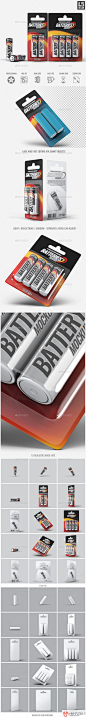 7号电池挂牌吊牌纸板包装立体展示效果图VI智能图层PS样机素材 Battery Blister Pack Mockup - 南岸设计网 nananps.com