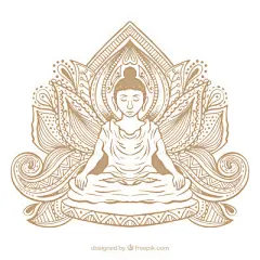 矢量手绘佛教插画佛祖如来莲花佛陀坐像图案文化插图AI设计素材