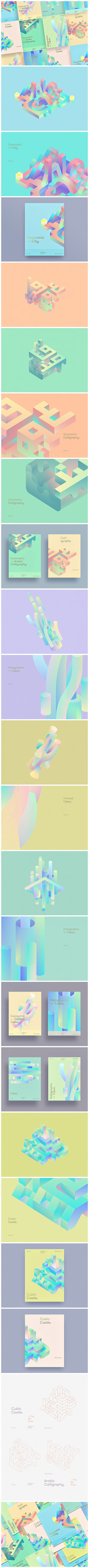 Abstrations渐变色的平面设计插...
