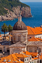 Orange roof-tops and church domes of Dubrovnic, Croatia