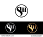 Sm text gold black silver modern creative alphabet letter logo design vector icon