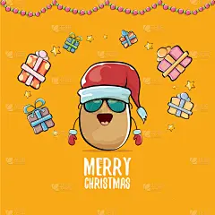 可爱的,褐色,漫画,时髦的,卡通,蔬菜,食品,品牌名称,圣诞老公,微笑