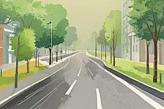彩色建筑下的街道分界线图片