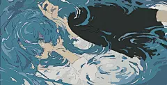  twi:996beshi 情绪 蓝 水面 波纹 蜷缩