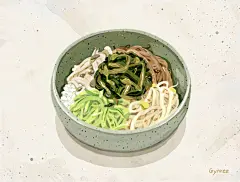 △ 审美练习 | 插画
水彩风的料理插画，作者对食材的材质和光影刻画细腻，让人看了非常有食欲。
by:Gynree (긴리) (behance.net/gynree)
#设计秀# ​​​ ​​​​