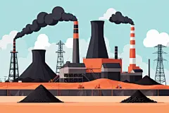 电力建设电厂火电厂场景插画图片