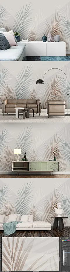 小清新现代简约创意手绘植物背景墙壁画